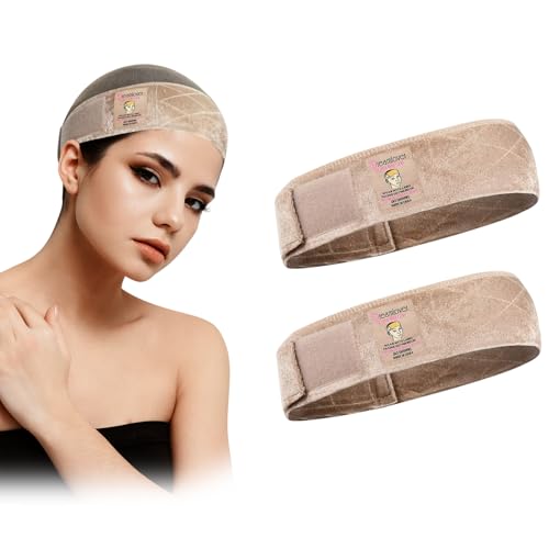 Wig Grip Bands – 2-Piece Tan Wig Headbands for Secure Wig Placement, Adjustable, Breathable Velour Fabric