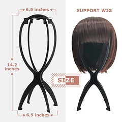 Wig Stand, 3 Pack Collapsible Wig Head Stand for Short Wigs & Display - Black