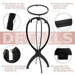 Wig Stand, 3 Pack Collapsible Wig Head Stand for Short Wigs & Display - Black