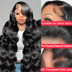 28 Inch 13x6 Lace Front Wigs Human Hair – Pre-Plucked Body Wave HD Lace Front Wigs, 180% Density, Glueless with Baby Hair for Women