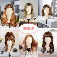 23 Inch Canvas Block Wig Head with Tripod Stand – Complete Wig Making & Display Set (White)