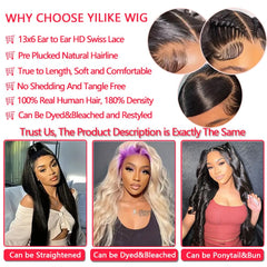 28 Inch 13x6 Lace Front Wigs Human Hair – Pre-Plucked Body Wave HD Lace Front Wigs, 180% Density, Glueless with Baby Hair for Women