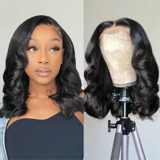 14 Inch Bob Wig Human Hair – 13x4 Lace Front, Body Wave, 180% Density, Pre-Plucked HD Lace Wig for Black Women