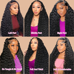 30 Inch 13x6 Deep Wave Lace Front Wig – 200% Density HD Transparent Lace, Pre-Plucked, Virgin Human Hair Glueless Wig for Women