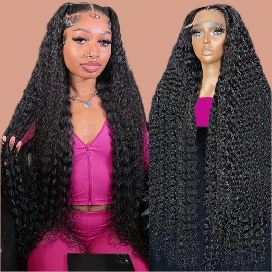 30 Inch 13x6 Deep Wave Lace Front Wig – 200% Density HD Transparent Lace, Pre-Plucked with Baby Hair, Virgin Human Hair for Women